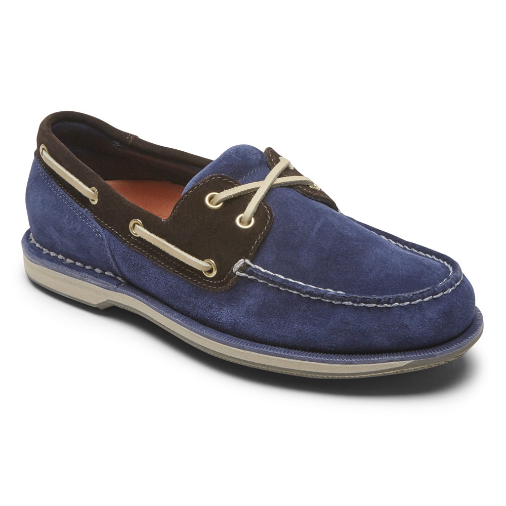 Rockport Mens Boat Shoes Blue - Perth - UK 236-MWENPI